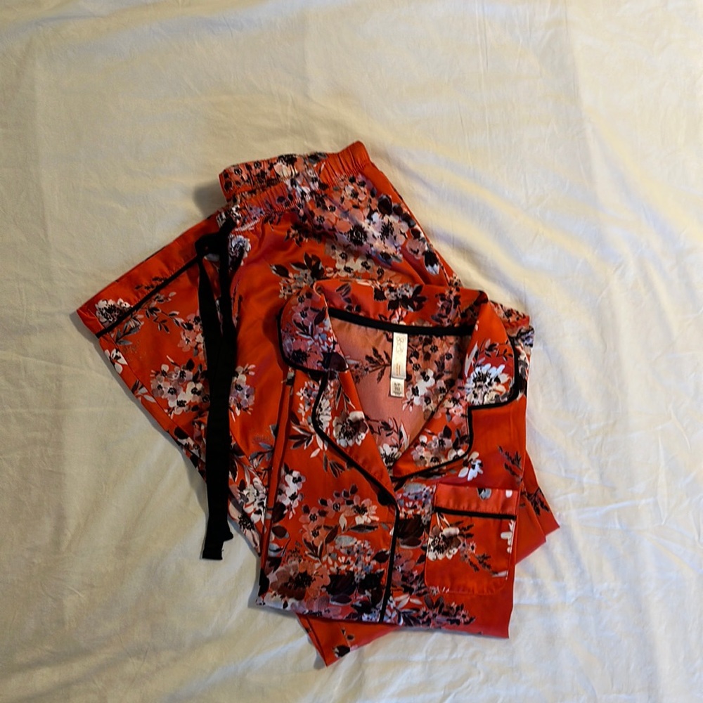 Red Floral Pajama Set